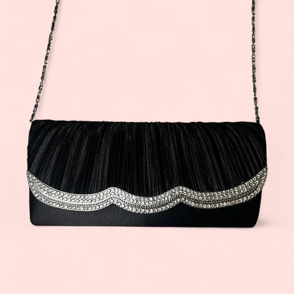 Vtg black and silver clutch - Picture 1 of 4